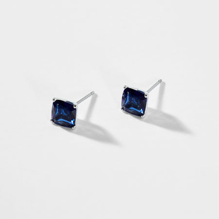 Modern Love Large Cushion Cut Faux Sapphire Stud Earrings