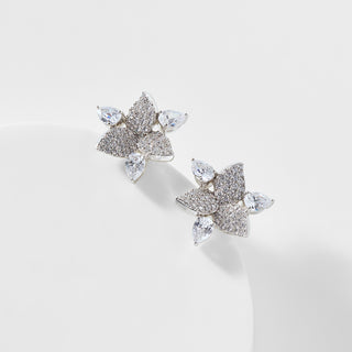 STERLING SILVER BELTAINE CZ LILY STUD EARRINGS