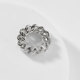 STERLING SILVER ELEVATE PAVE CZ CURB FLEX RING