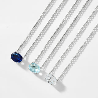 MODERN LOVE LARGE OVAL FAUX SAPPHIRE NECKLACE