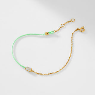 AJOA HALF AND HALF CHAIN AND MINT BRAIDED CORD BRACELET
