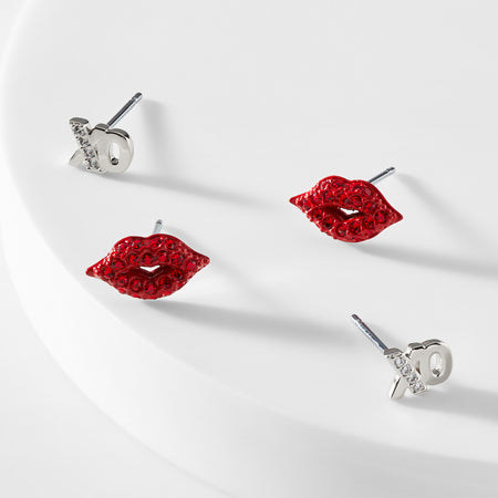 SUGAR RUSH XO & LIPS STUD SET